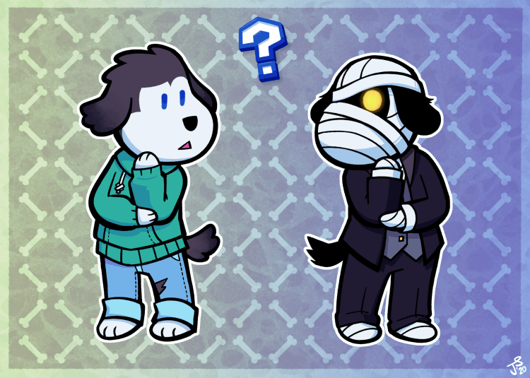 A drawing commission of 2 cartoon dogs.